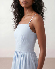 Stella Spaghetti Strap Lace-Up Midi Dress with Open Back