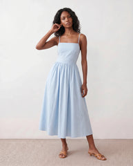 Stella Spaghetti Strap Lace-Up Midi Dress with Open Back