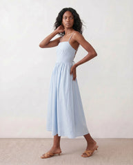Stella Spaghetti Strap Lace-Up Midi Dress with Open Back