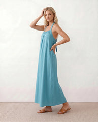 Mira Halter Square Neck Maxi Dress
