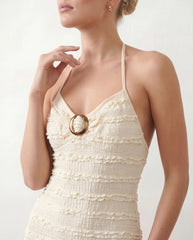 Rosalia Halter V-Neck Maxi Dress