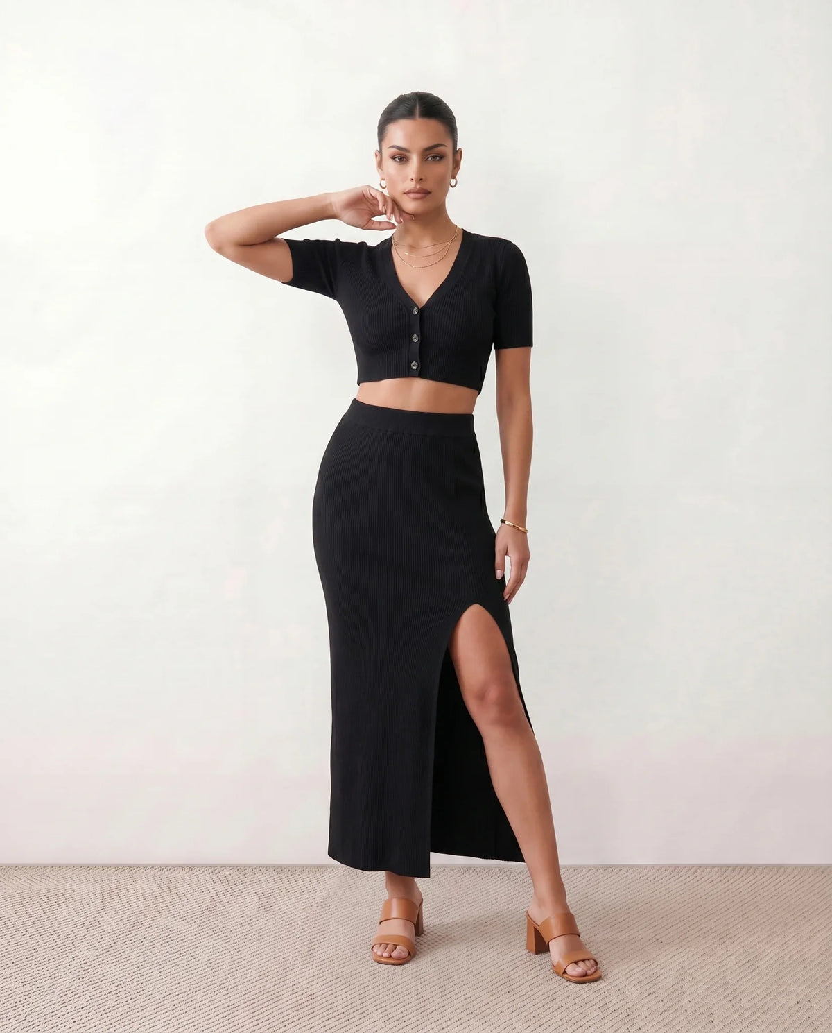 Esme V-Neck Fitted Maxi Dress