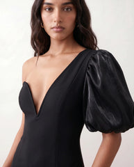 One-Shoulder Plunge Midi Dress