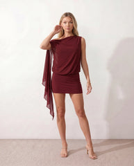 One Shoulder Open Back Mini Dress
