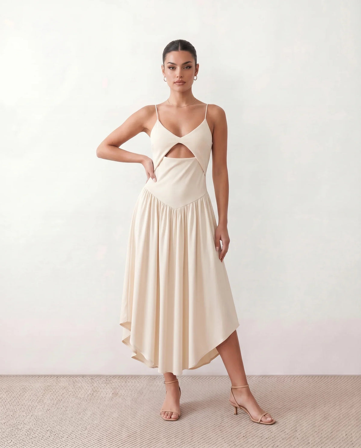 Cutout Twist Spaghetti Midi Dress