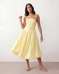 Ruffle Square Neck Low Back Midi Dress