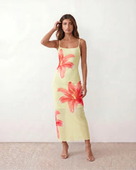 Iris Floral Slip Spaghetti Strap Maxi Dress