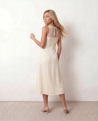 Sheer Ruffle A-Line Midi Dress