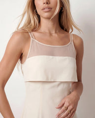 Sheer Ruffle A-Line Midi Dress
