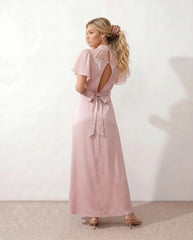 Zoe Open Back Glossy Maxi Dress