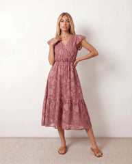 Floral Tiered Wrap Midi Dress
