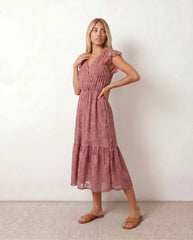 Floral Tiered Wrap Midi Dress