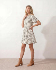 Polka Dot Ruffle Mock Neck Mini dress