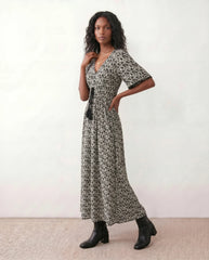 Ines V-Neck A-Line Maxi Dress
