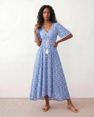 Ines V-Neck A-Line Maxi Dress
