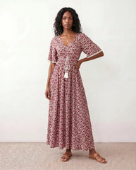 Ines V-Neck A-Line Maxi Dress