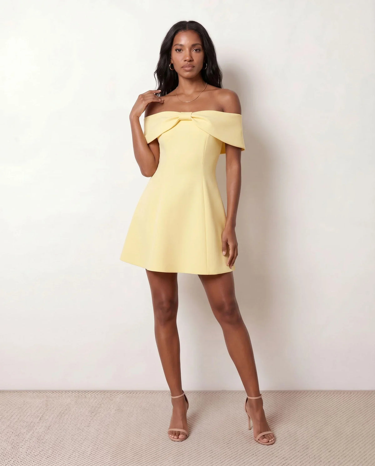 Bardot Bow Twist Mini Dress