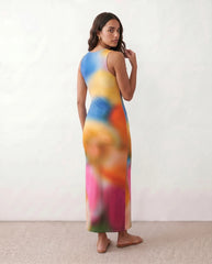 Calia Abstract Print Side Slit Maxi Dress