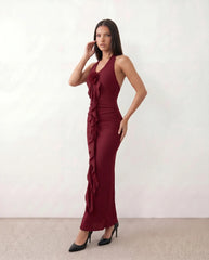 Isla Halter V-Neck Maxi Dress