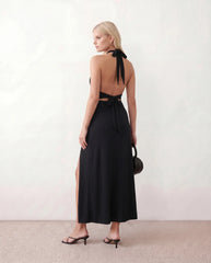 Greta Halter Plunge Neck Maxi Dress