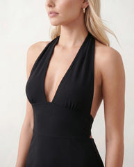 Greta Halter Plunge Neck Maxi Dress
