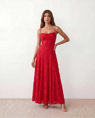 Dahlia Mermaid Spaghetti Strap Maxi Dress with Lace-Up Back