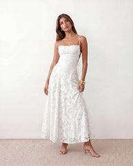 Dahlia Mermaid Spaghetti Strap Maxi Dress with Lace-Up Back