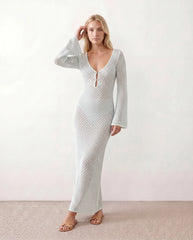 Calixta Plunge Neck Low Back Maxi Dress