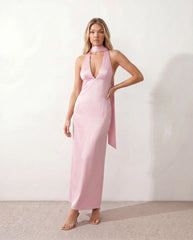 Halter Cowl Neck Maxi