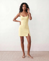 Spaghetti Low Back Side Slit Mini Dress