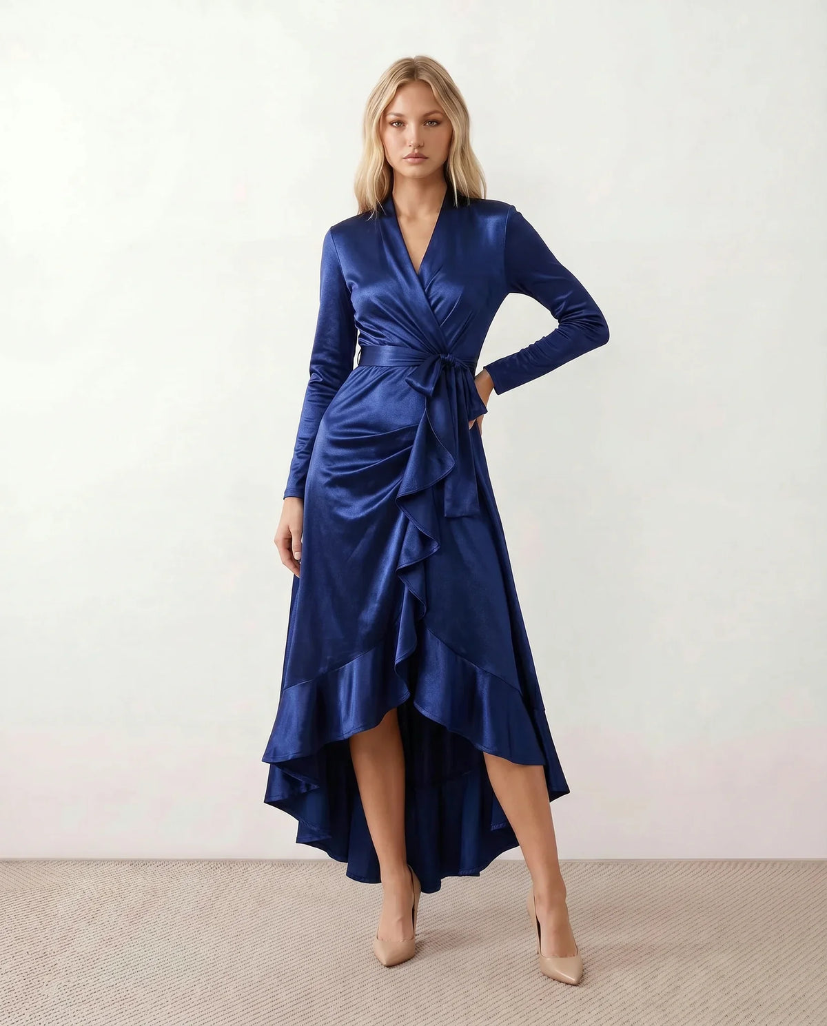 Cordula Wrap Glossy Maxi Dress