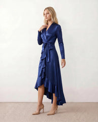 Cordula Wrap Glossy Maxi Dress
