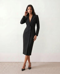 Blazer Button-Front Midi Dress
