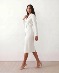 Blazer Button-Front Midi Dress