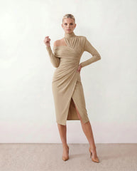 Felisa Asymmetric Neck Open Back Midi Dress