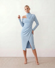 Felisa Asymmetric Neck Open Back Midi Dress