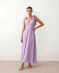 Lace-Up Ruffle A-Line Midi