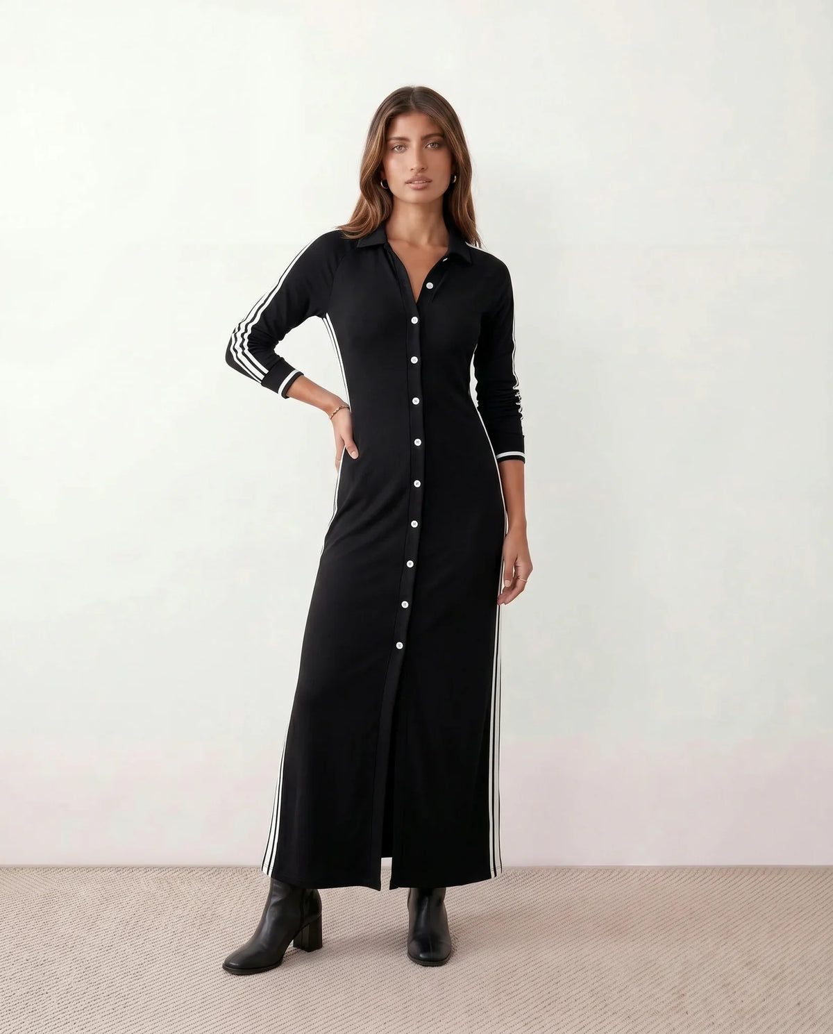 Cinthya V-Neck Button-Front Maxi Dress
