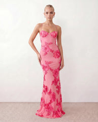 Ionela Mermaid Spaghetti Strap Maxi Dress with Lace-Up Back