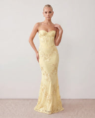 Ionela Mermaid Spaghetti Strap Maxi Dress with Lace-Up Back