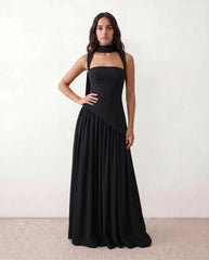 Lace-Up Basque Waist Gown Maxi Dress