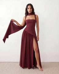 Lace-Up Basque Waist Gown Maxi Dress