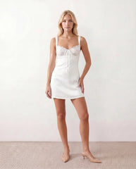 Anahi Lace Slip Mini Dress with Low Back & Center Tie