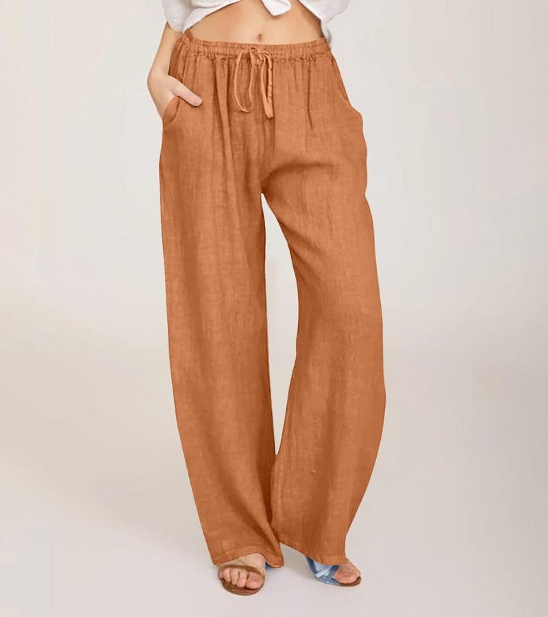 High-Waisted Cotton Trousers