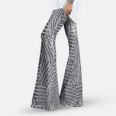High-Waisted Sequin Trousers