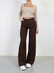 High-Waisted Straight-Leg Trousers