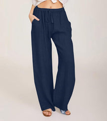 High-Waisted Cotton Trousers