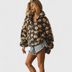 Delysanne | Chic Half-Zip Floral Sweater