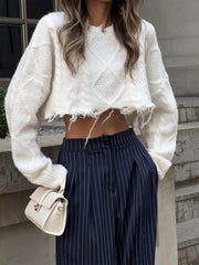 High-Waisted Striped Trousers