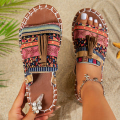 Victoria Lane Boho Tassel Slide Sandals